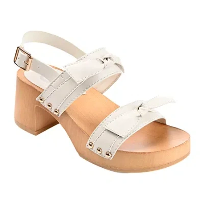 Journee Collection Tia Womens Round Open Toe Block Heel Pumps In White