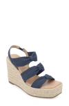 Journee Collection Tru Comfort Santorynn Platform Wedge Espadrille Sandal In Navy