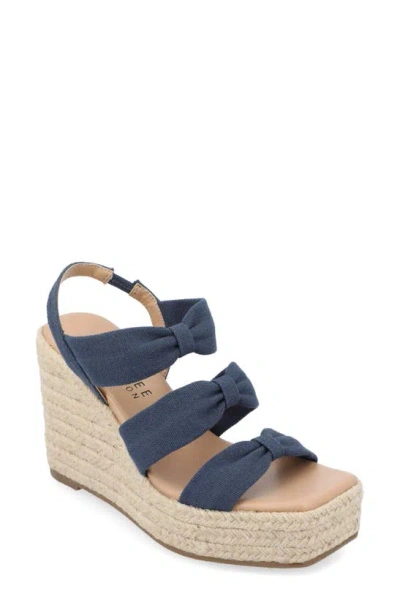 Journee Collection Tru Comfort Santorynn Platform Wedge Espadrille Sandal In Navy