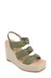 Journee Collection Tru Comfort Santorynn Platform Wedge Espadrille Sandal In Olive