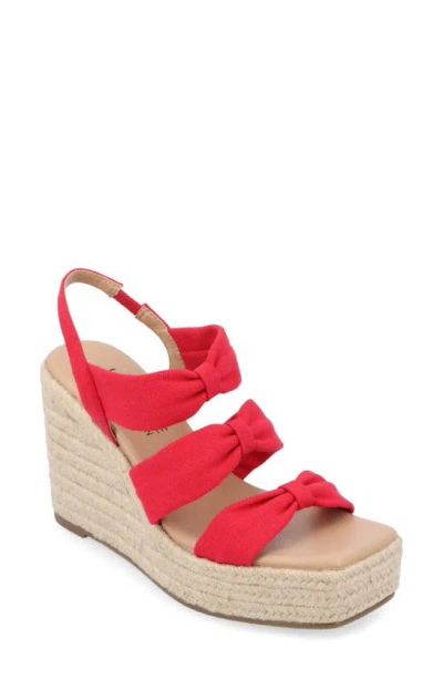 Journee Collection Tru Comfort Santorynn Platform Wedge Espadrille Sandal In Red
