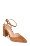 Journee Collection Tyyra Womens Pointed Closed Toe Block Heel Pumps In Brown
