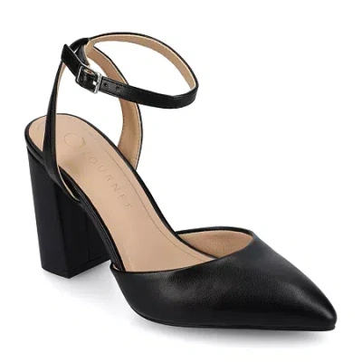 Journee Collection Tyyra Womens Pointed Closed Toe Block Heel Pumps In Black