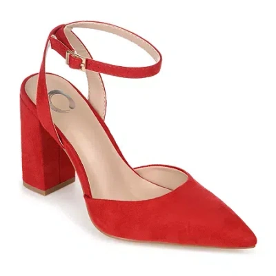 Journee Collection Tyyra Womens Pointed Closed Toe Block Heel Pumps In Red