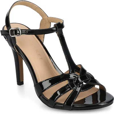 Journee Collection Valry Strappy Sandal In Patent,black