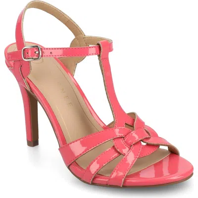 Journee Collection Valry Strappy Sandal In Patent,coral