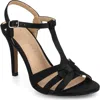Journee Collection Valry Strappy Sandal In Satin,black