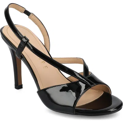 Journee Collection Varra Slingback Sandal In Black Patent