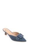 Journee Collection Womens Vianna Kitten Heel Mules Pointed Toe Pumps In Blue