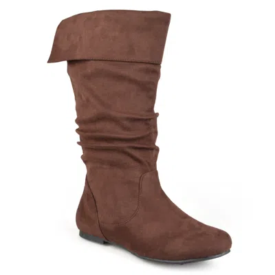 Journee Collection Wide Calf Women's Shelley-3 Boot In Brown