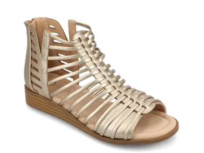 Journee Collection Wide Width Delilah Gladiator Sandal In Gold