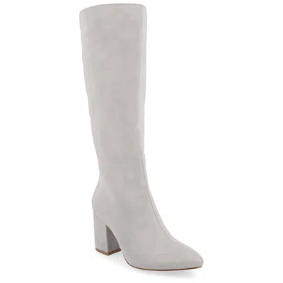 Journee Collection Wide Width Extra Wide Calf Womens Ameylia Tru Comfort Foam Covered Block Heel Pointed Toe Boots In Grey