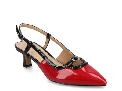Journee Collection Padma Slingback Kitten Heel Pump In Red