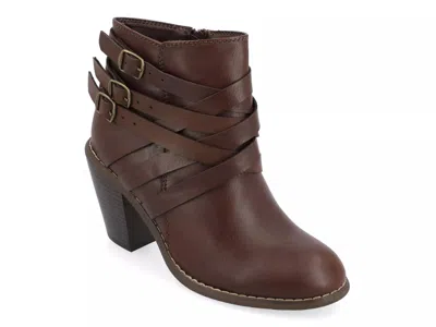 Journee Collection Wide Width Strap Wide Bootie In Brown