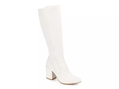 Journee Collection Wide Width Tavia Wide Calf Boot In White