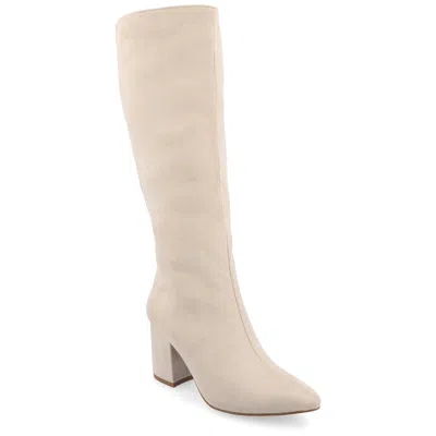 Journee Collection Wide Width Wide Calf Womens Ameylia Tru Comfort Foam Covered Block Heel Pointed Toe Boots In Gray