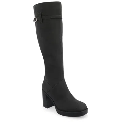 Journee Collection Wide Width Wide Calf Womens Letice Tru Comfort Foam Platform Square Toe Boots In Black