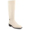 Journee Collection Wide Width Wide Calf Womens Londyn Tru Comfort Foam Stacked Block Heel Square Toe Boots In Bone