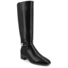 Journee Collection Wide Width Wide Calf Womens Londyn Tru Comfort Foam Stacked Block Heel Square Toe Boots In Black