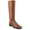 Journee Collection Wide Width Wide Calf Womens Londyn Tru Comfort Foam Stacked Block Heel Square Toe Boots In Cognac