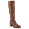 Journee Collection Wide Width Extra Wide Calf Womens Romilly Tru Comfort Foam Stacked Block Heel Round Toe Boots In Brown