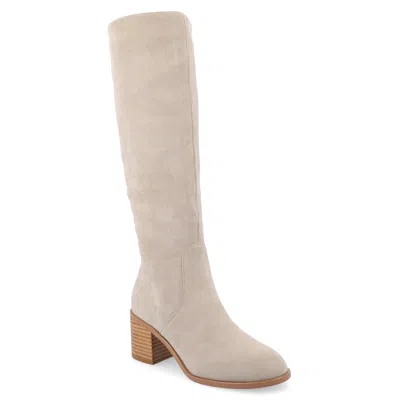 Journee Collection Wide Width Wide Calf Womens Romilly Tru Comfort Foam Stacked Block Heel Round Toe Boots In Neutral