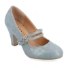 Journee Collection Windy Womens Round Closed Toe Cone Heel Pumps In Blue