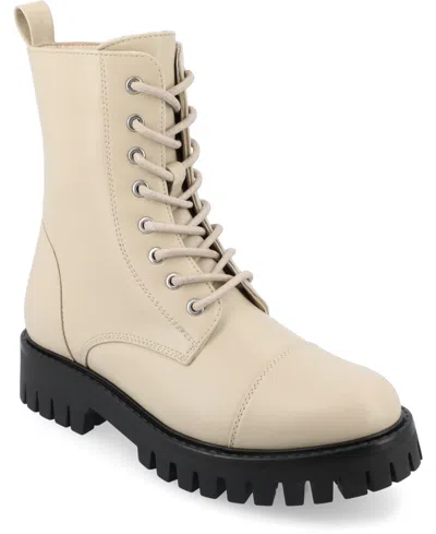 JOURNEE COLLECTION WOMEN'S AALEY LACE UP LUG COMBAT BOOTIE