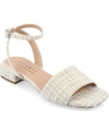 Journee Collection Women's Adleey Ankle Strap Tweed Block Heel Sandals In Beige