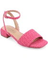 Journee Collection Women's Adleey Ankle Strap Tweed Block Heel Sandals In Pink