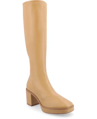 Journee Collection Women's Alondra Wide Width Platform Knee High Boots In Tan