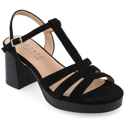 Journee Collection Women's Alyce Faux Leather Platform Sandals In Black