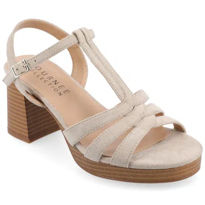 Journee Collection Women's Alyce Faux Leather Platform Sandals In Grey