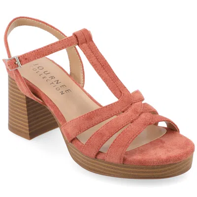 Journee Collection Women's Alyce Faux Leather Platform Sandals In Red