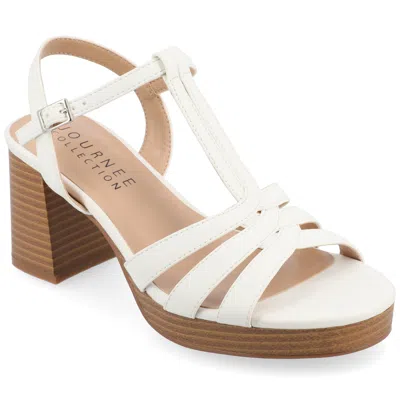 Journee Collection Women's Alyce Faux Leather Platform Sandals In White