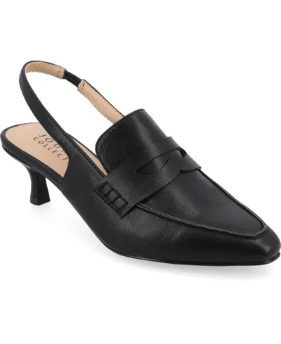 Journee Collection Women's Amory Tailored Kitten Heel Slingback Pumps In Black