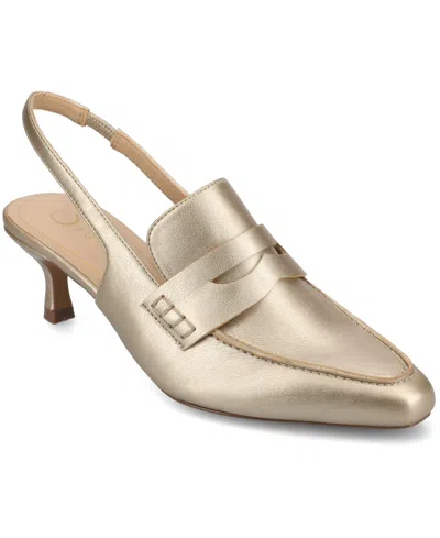 Journee Collection Women's Amory Tailored Kitten Heel Slingback Pumps In Champagne