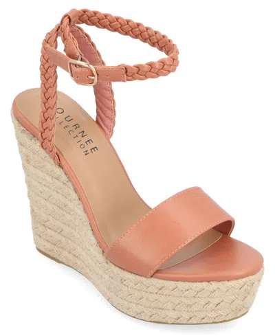 Journee Collection Women's Andiah Platform Wedge Sandals In Rose