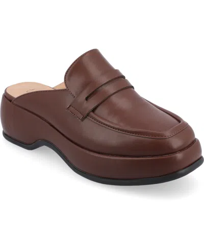 Journee Collection Women's Antonina Platform Mule Loafers In Brown