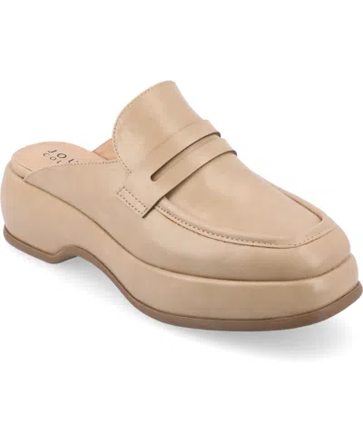 Journee Collection Women's Antonina Platform Mule Loafers In Tan