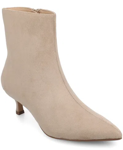 Journee Collection Women's Arely Kitten Heel Pointed Toe Dress Booties In Brown