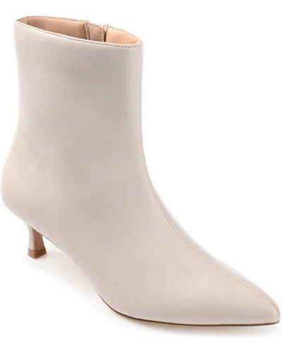 Journee Collection Women's Arely Kitten Heel Pointed Toe Dress Booties In Stone