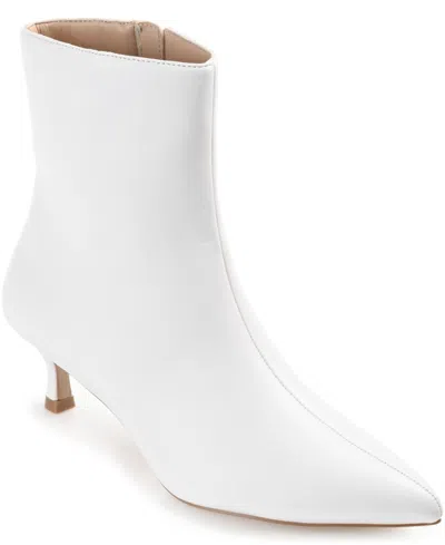 Journee Collection Women's Arely Kitten Heel Pointed Toe Dress Booties In White