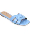 Journee Collection Journee Womens Arrina Wide Width Flat Sandals In Blue