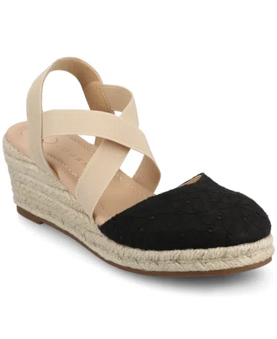Journee Collection Women's Ashlee Espadrille Platform Wedge Sandals In Black