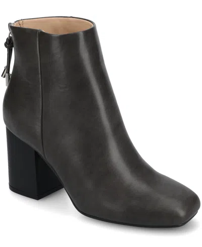 Journee Collection Women's Audrina Stacked Heel Dress Booties In Charcoal