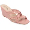 Journee Collection Baylen Braided Strappy Wedge Sandal In Gold