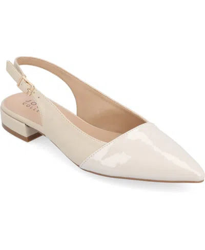 Journee Collection Women's Bertie Two Tone Slingback Flats In Bone