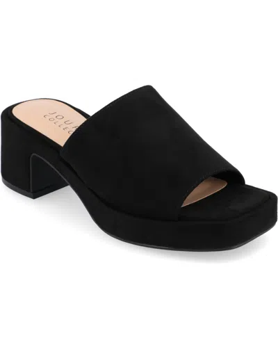 Journee Collection Women's Bessa Slip On Platform Sandals In Black