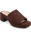 Journee Collection Bessa Block Heel Slide Sandal In Brown